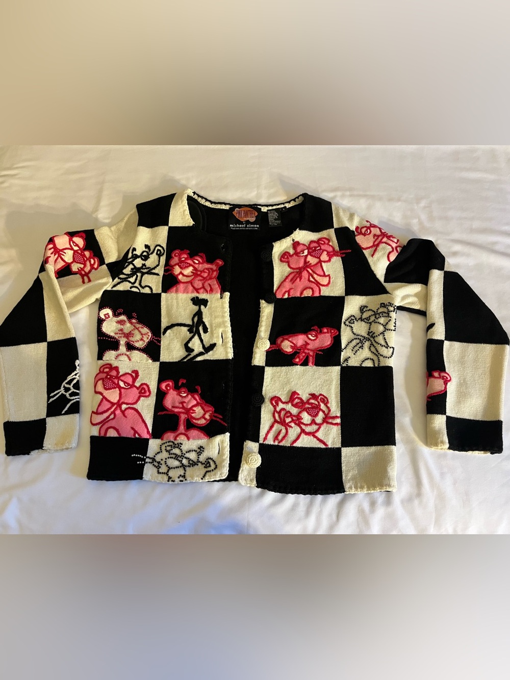 Vintage and Rare Pink Panther by Michael Simon Cardigan
